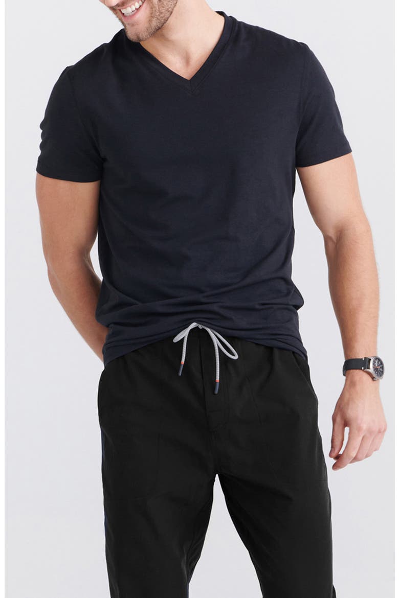 DropTemp® Cooling Cotton Blend Slim Fit V-Neck Undershirt, Main, color, BLACK