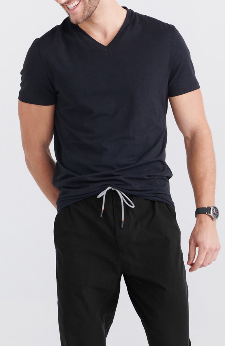 SAXX DropTemp<sup>®</sup> Cooling Cotton Blend Slim Fit V-Neck Undershirt, Main, color, Black