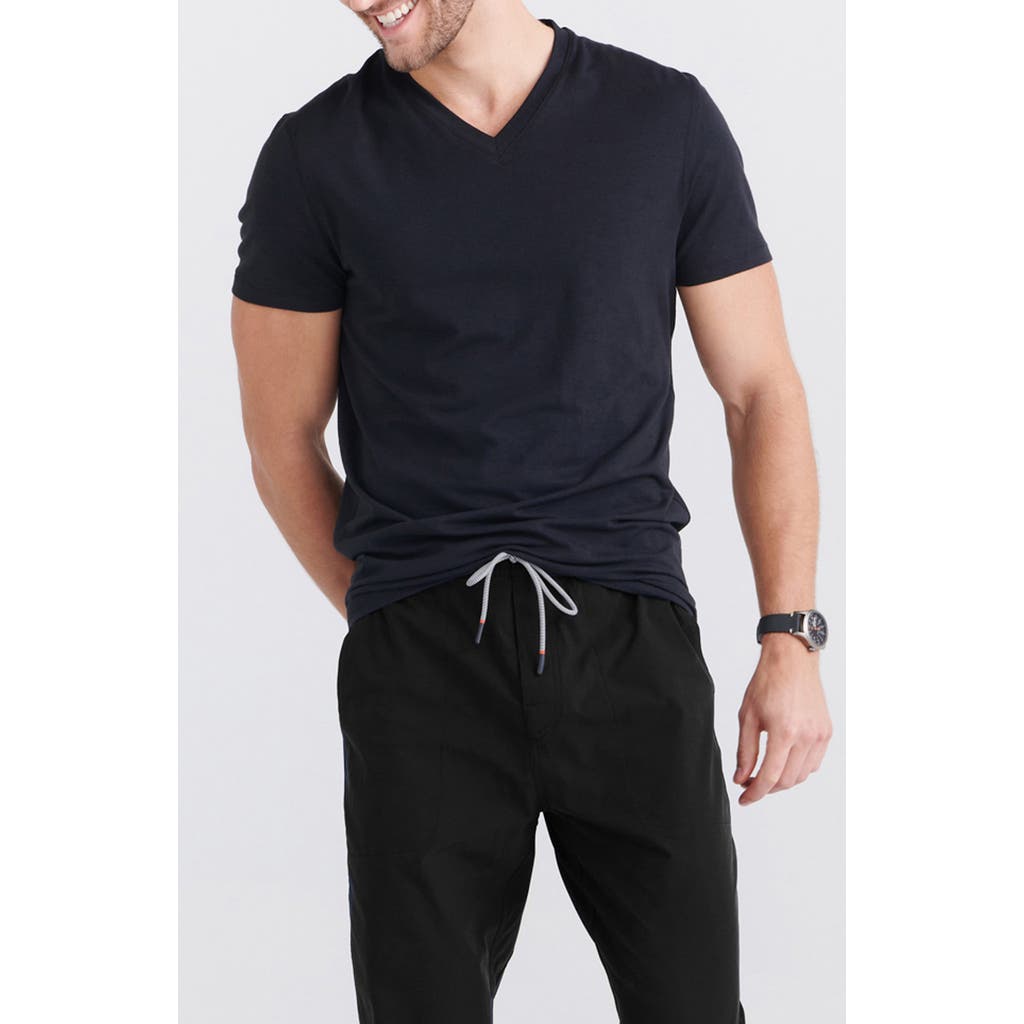SAXX DropTemp® Cooling Cotton Blend Slim Fit V-Neck Undershirt in Black  product
