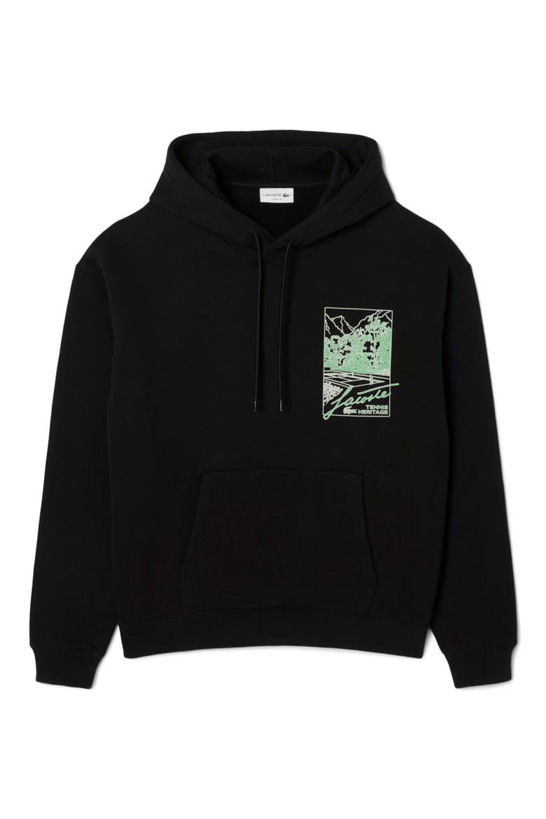 Tennis Graphic Hoodie Pullover, Alternate, color, BLACK