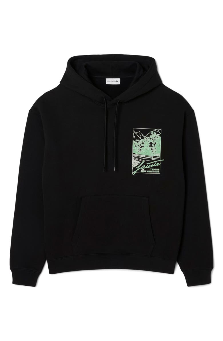 Lacoste Tennis Graphic Hoodie Pullover, Main, color, Black
