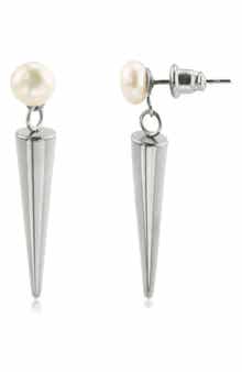 REBL Cultured Pearl Spike Drop Earrings