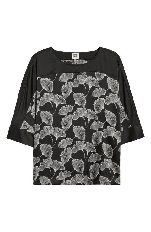 Anne Klein Floral Print Woven Shirt In Black