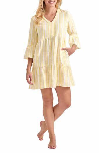 Tommy Bahama Stripe Cotton Tiered Cover-Up Dress