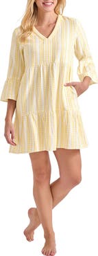 Tommy Bahama Stripe Cotton Tiered Cover-Up Dress