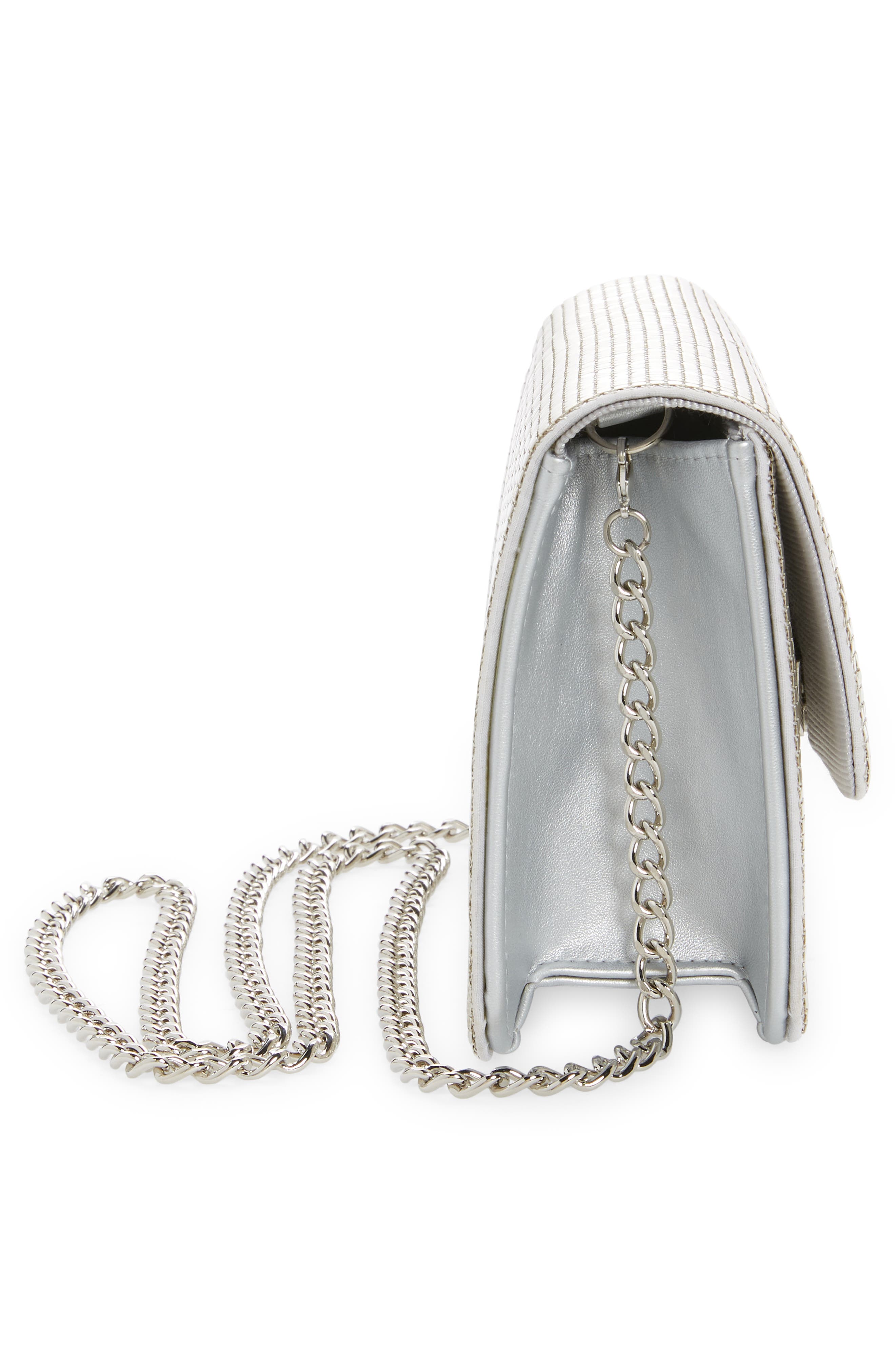 Sydney Quilted Clutch, Alternate, color, SATIN SILVER