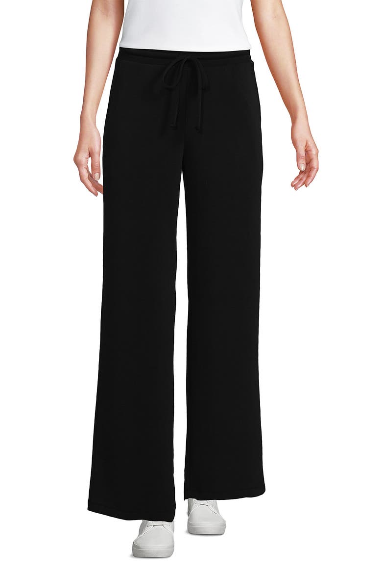 Cupro Knit Mid Rise Wide Leg Pants, Main, color, Black