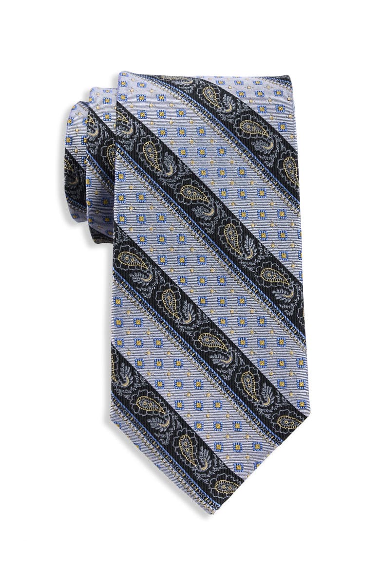 Oak Hill Premium by DXL Big & Tall Striped Paisley Slik Tie, Main, color, Tan