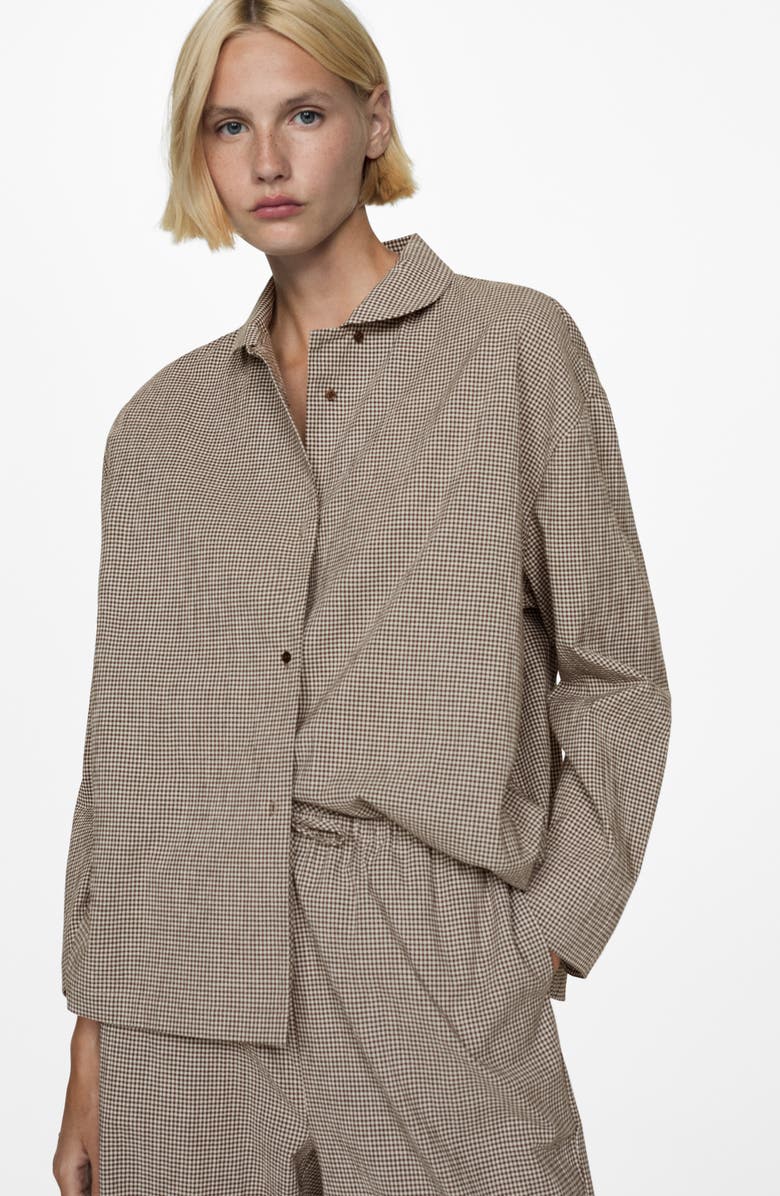 MANGO Cotton Stretch Gingham Pajamas, Alternate, color, 