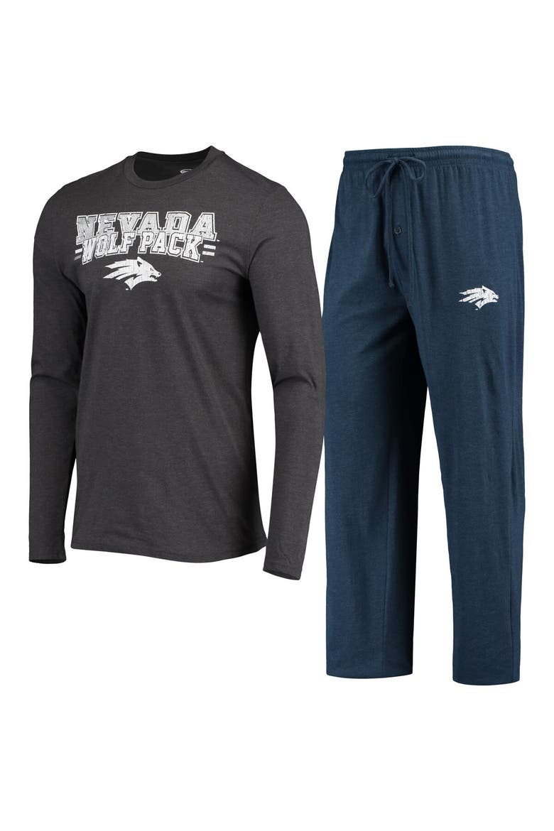 Men's Concepts Sport Navy/Heathered Charcoal Nevada Wolf Pack Meter Long Sleeve T-Shirt & Pants Sleep Set, Alternate, color, Navy