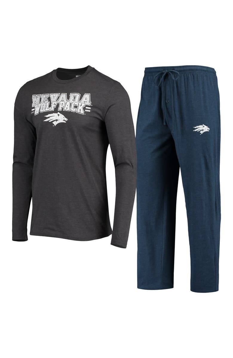 CONCEPTS SPORT Men's Concepts Sport Navy/Heathered Charcoal Nevada Wolf Pack Meter Long Sleeve T-Shirt & Pants Sleep Set, Alternate, color, Navy