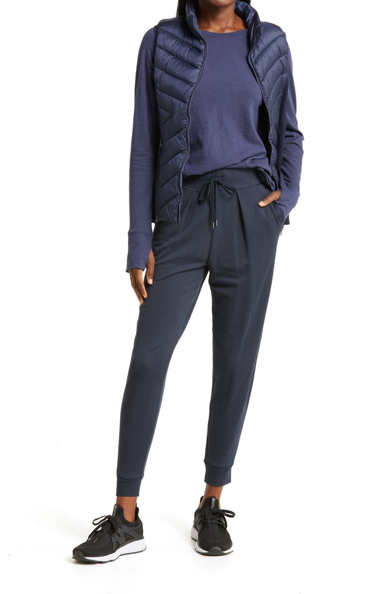 Zella Relaxed Washed Long Sleeve Slub Tee, Alternate, color, Navy Nightfall