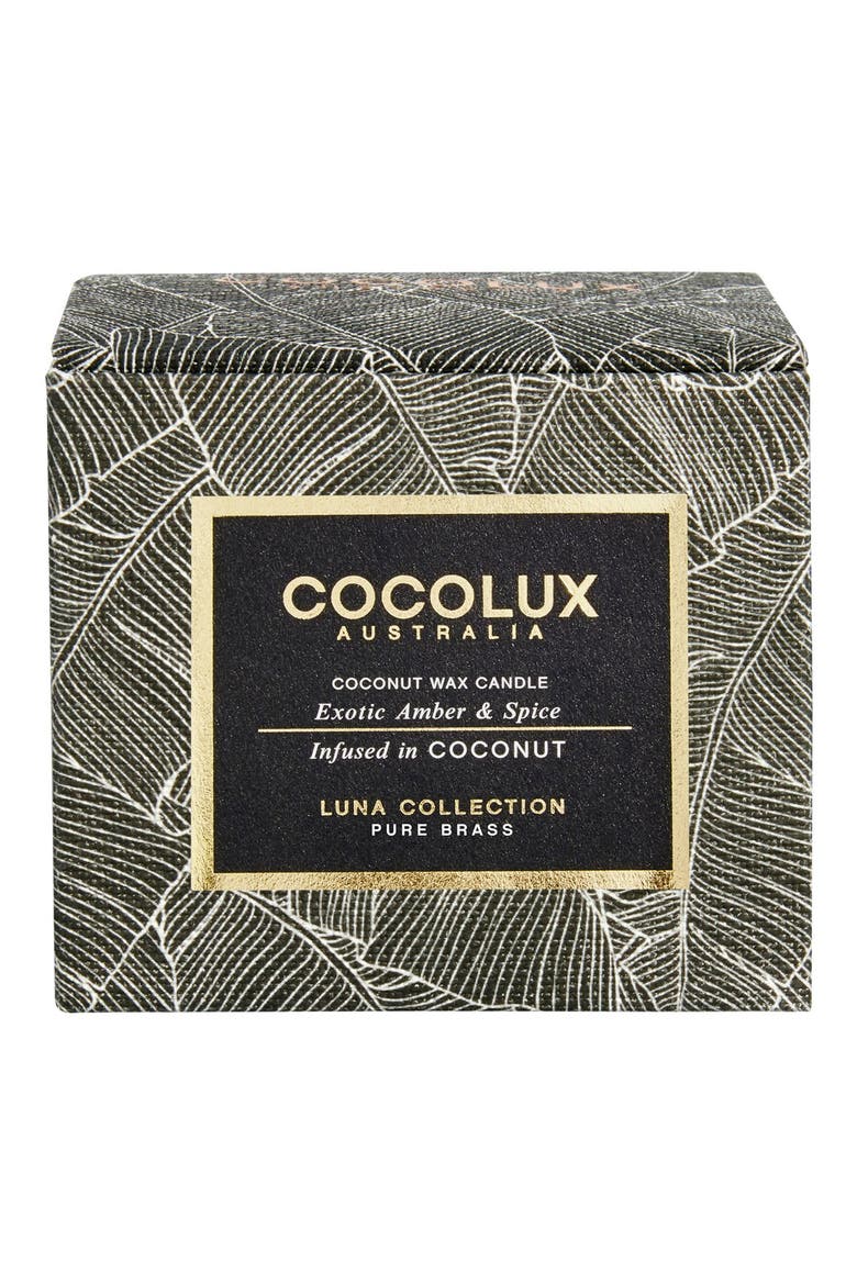 Exotic Amber & Spice Small Brass Candle, Alternate, color, NO COLOR