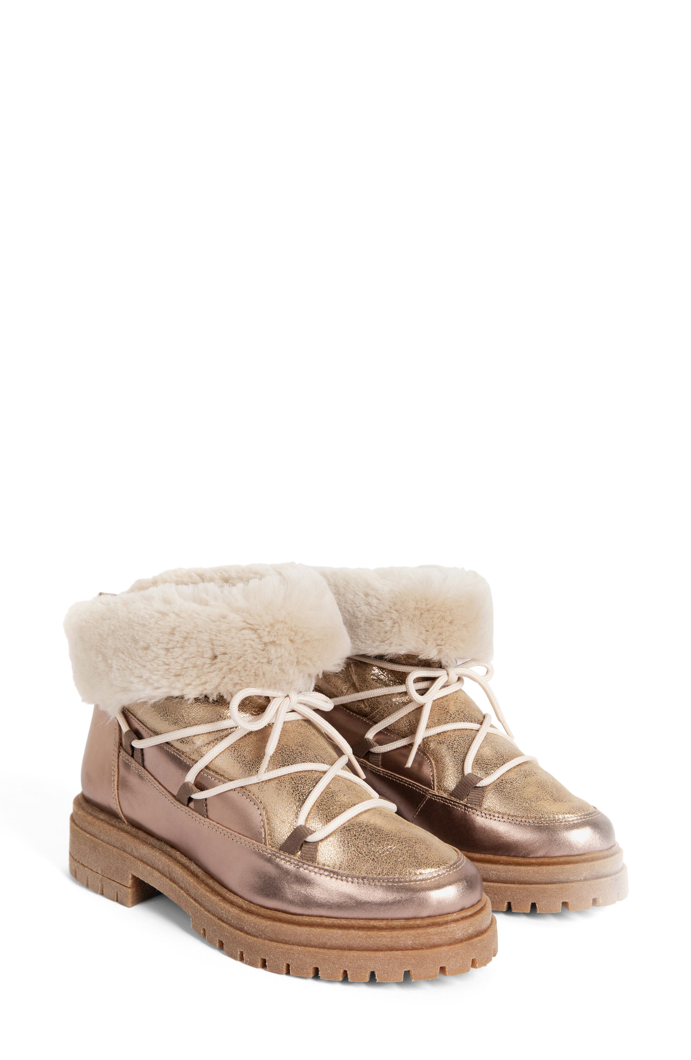 Penelope Chilvers Stornoway Genuine Shearling Lining Metallic Boot, Alternate, color, Gold
