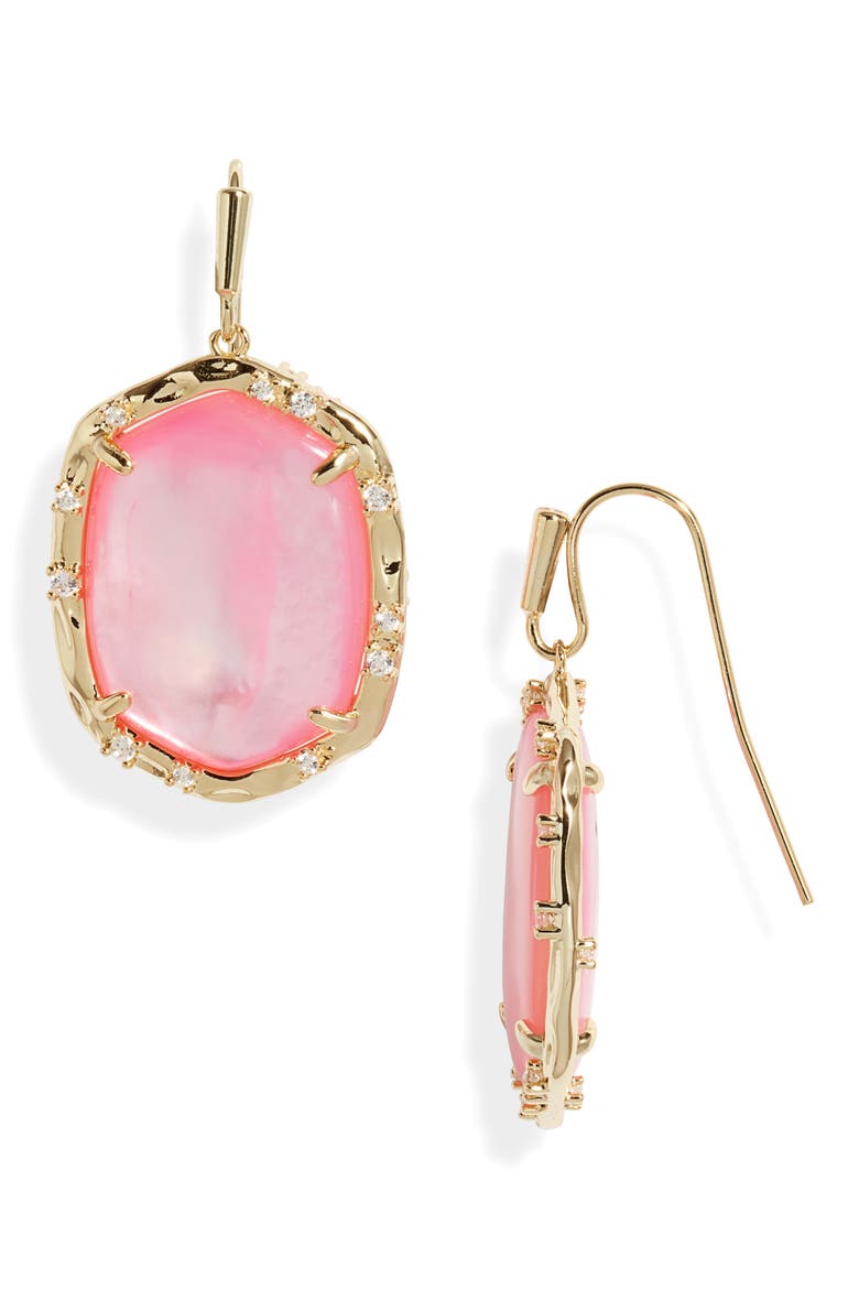 Daphne Crystal Frame Drop Earrings, Main, color, GOLD BLUSH MOTHER OF PEARL