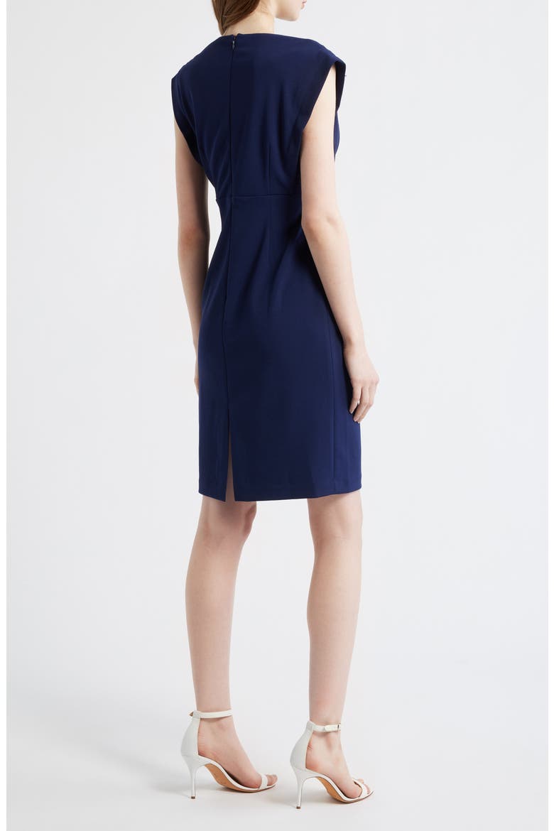 Pleated Bodice Sheath Dress, Alternate, color, DEEP NAVY