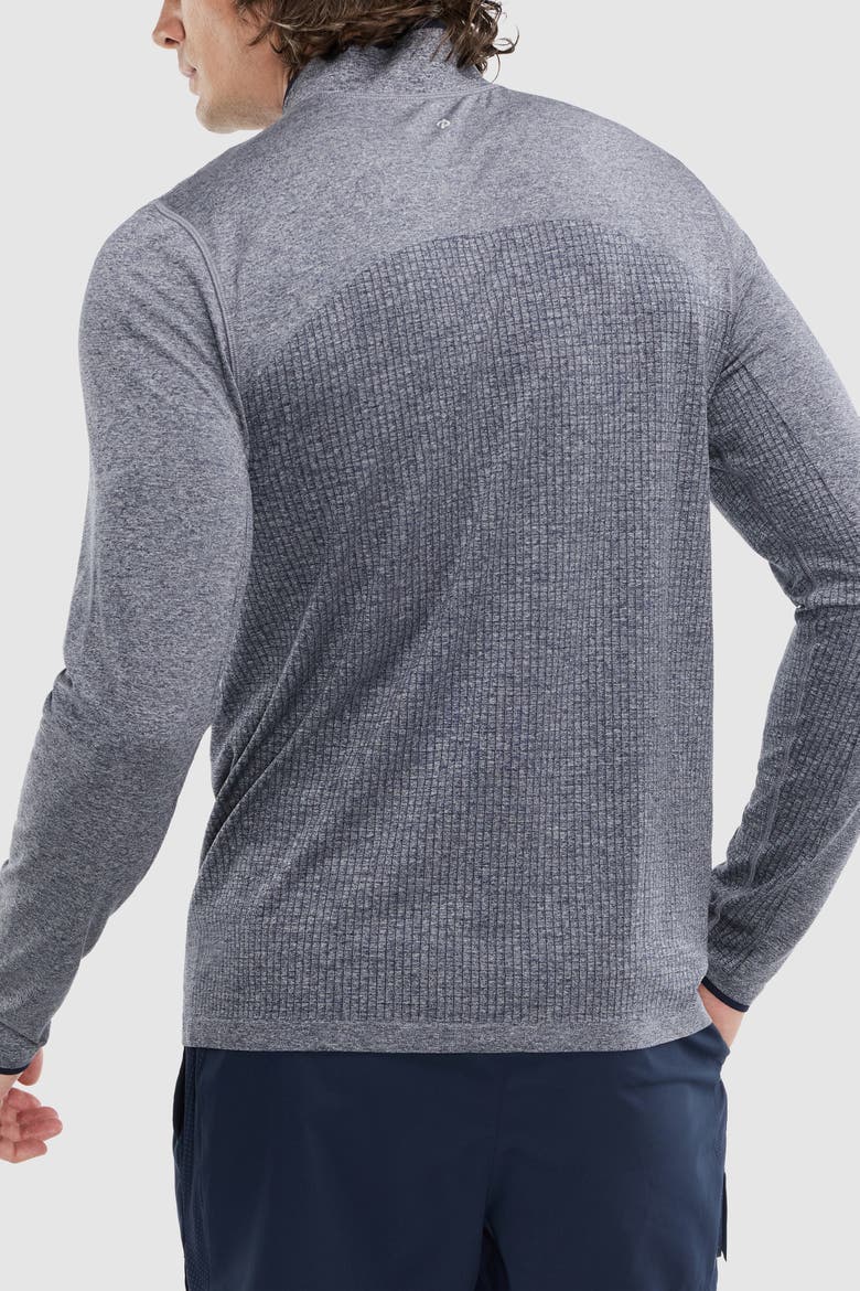 Seamless Melange 1/4 Zip Long Sleeve, Alternate, color, Deep Navy