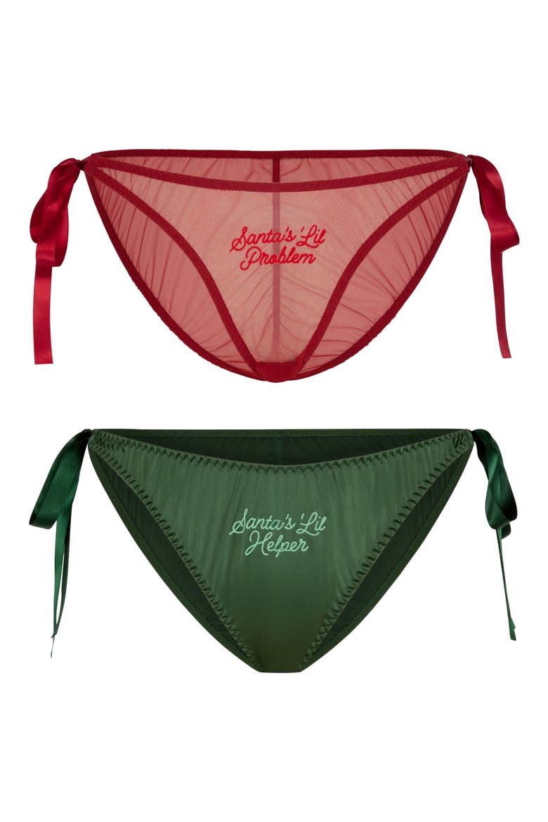 Flirty & Wordy Holiday 2-Piece Bikini Set, Main, color, GREEN/ RED