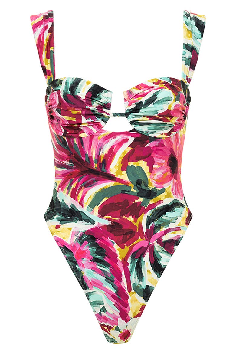 Bella Tie Underwire One-Piece Swimsuit, Alternate, color, ISLA FLORAL