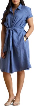 Lauren Ralph Lauren Tie Waist Linen Shirtdress