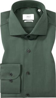 1863 by Eterna Modern Fit Solid Non-Iron Cotton Dobby Dress Shirt