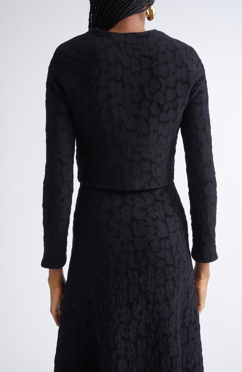 ST. JOHN Leopard Jacquard Crop Cardigan Jacket, Alternate, color, Black Multi