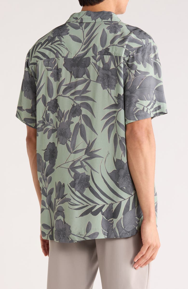 BOSS Floral Cotton Camp Shirt, Alternate, color, Light/ Pastel Green