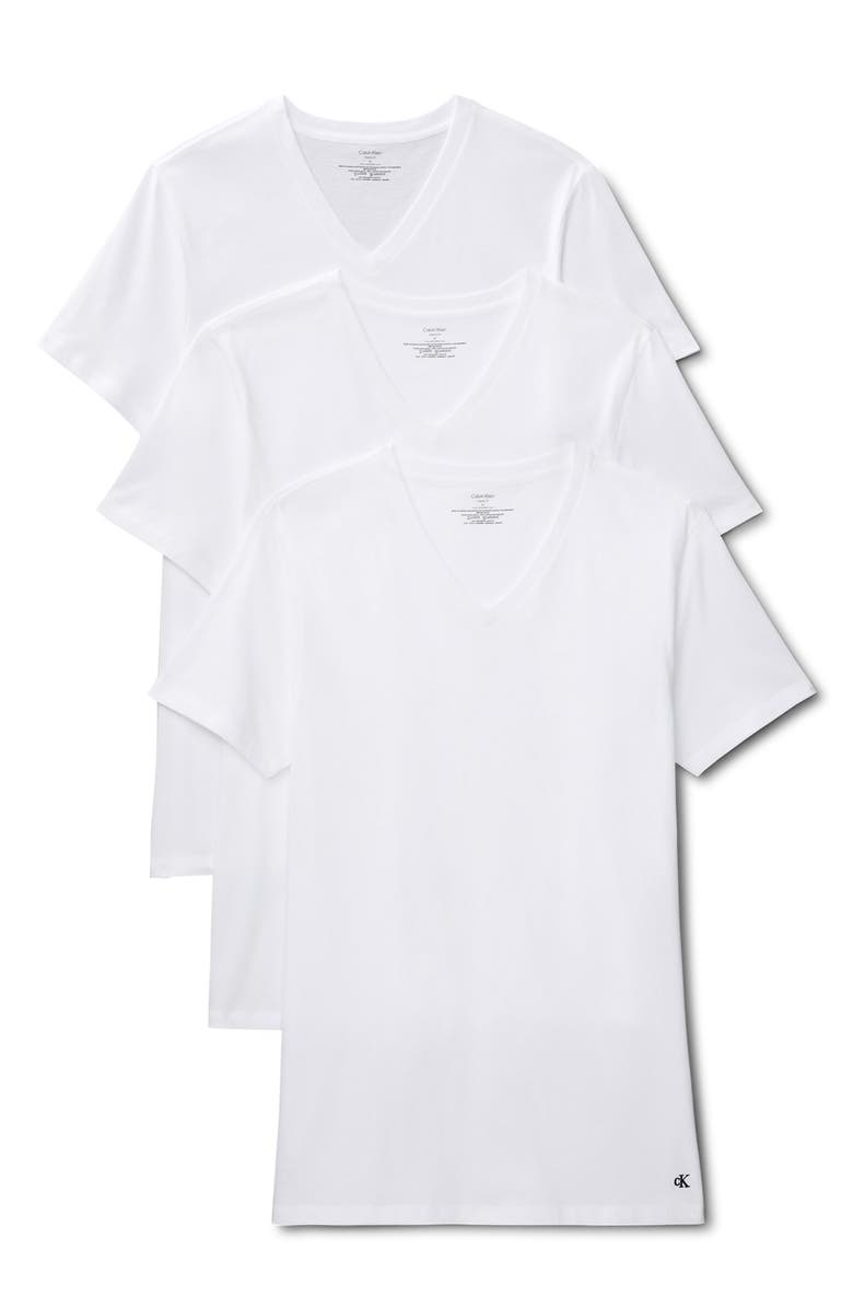Calvin Klein 3-Pack Classic Cotton V-Neck T-Shirts, Alternate, color, White/White