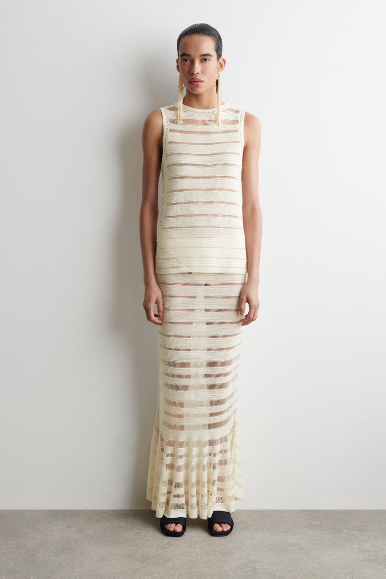 Ladder-stitch Knitted Top, Alternate, color, CREAM