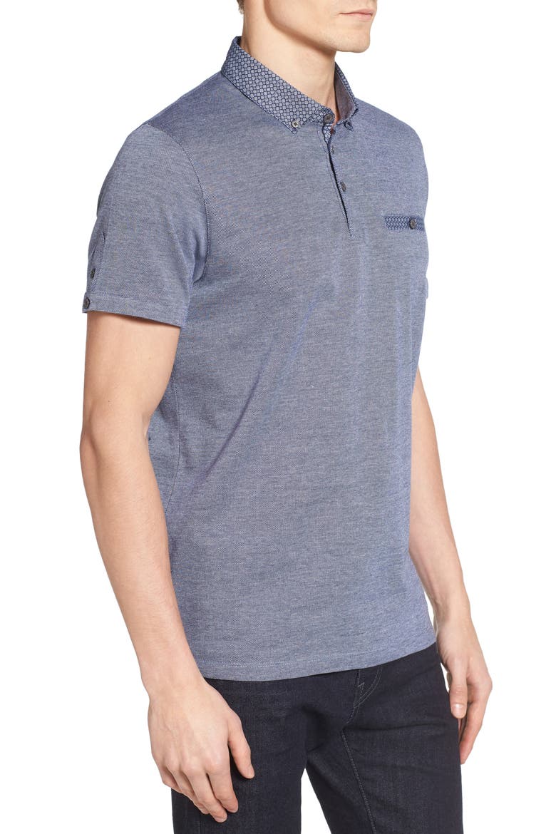 Cro Woven Collar Polo, Alternate, color, NAVY