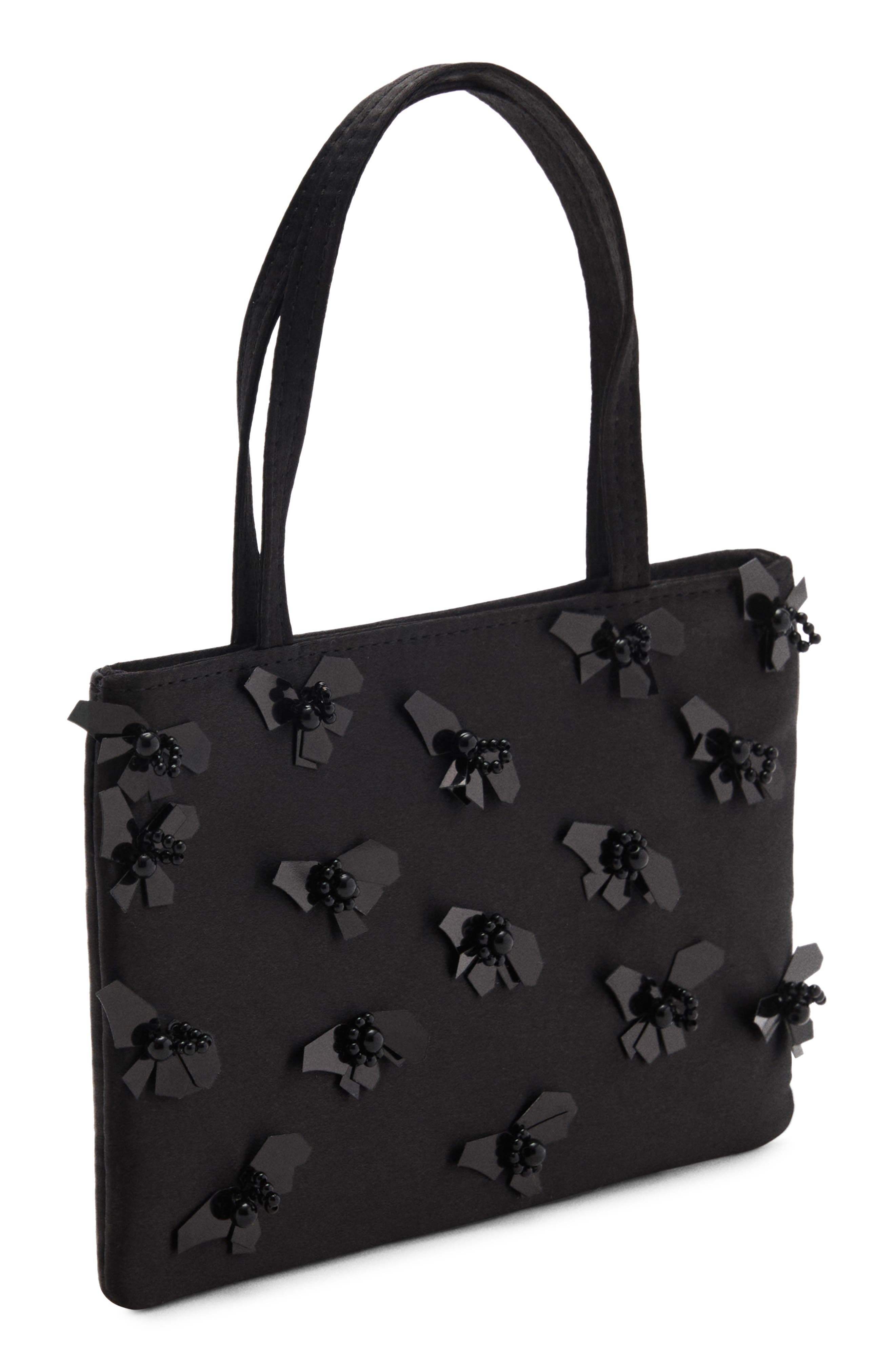 MANGO Flower Appliqué Top Handle Bag, Alternate, color, 