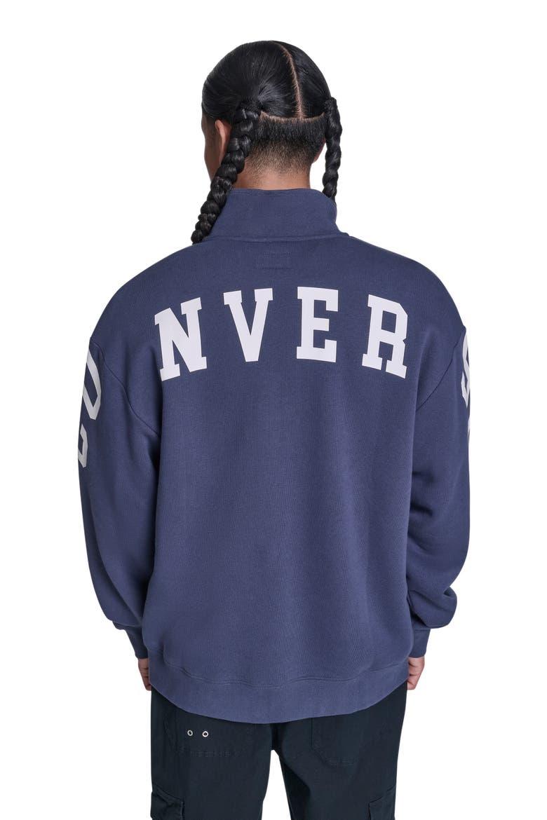 Retro Stripe Relaxed Quarter-Zip Sweatshirt, Alternate, color, CONVERSE BLUE MULTI