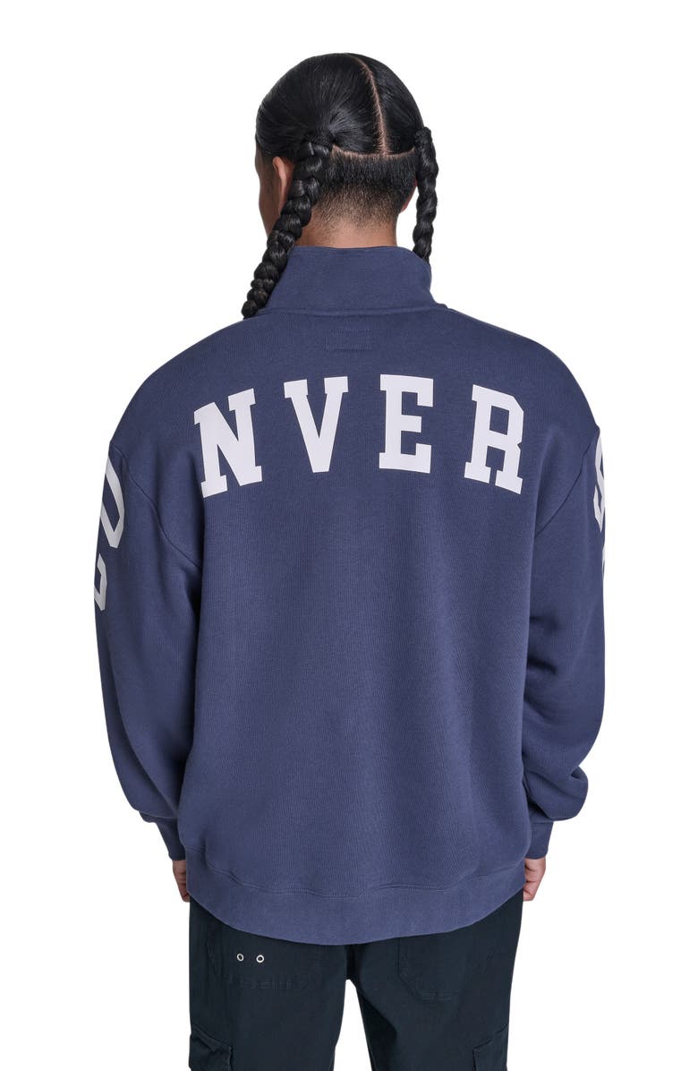 Converse Retro Stripe Relaxed Quarter-Zip Sweatshirt, Alternate, color, Converse Blue Multi