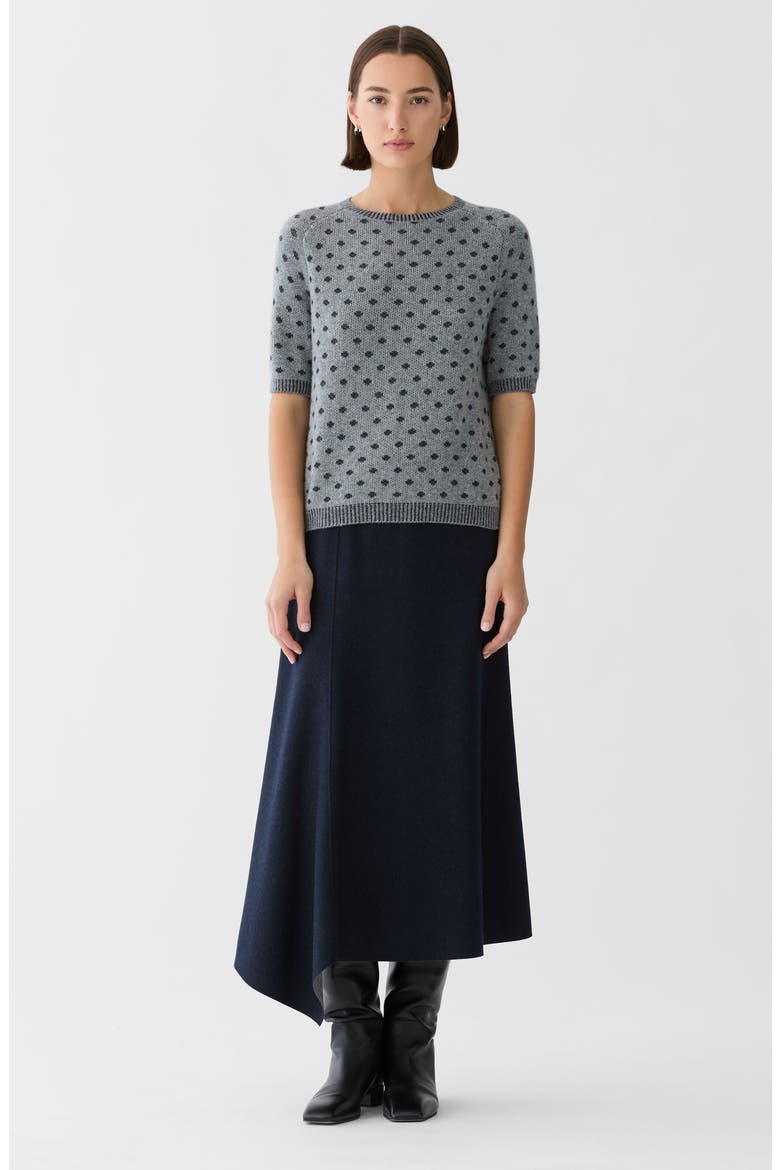 Dot Jacquard Cashmere Short Sleeve Sweater, Alternate, color, NICKELMULTI