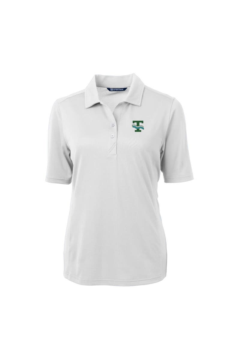 Cutter & Buck Women's Cutter & Buck White Tulane Green Wave Team Virtue Eco Pique Recycled Polo, Alternate, color,
