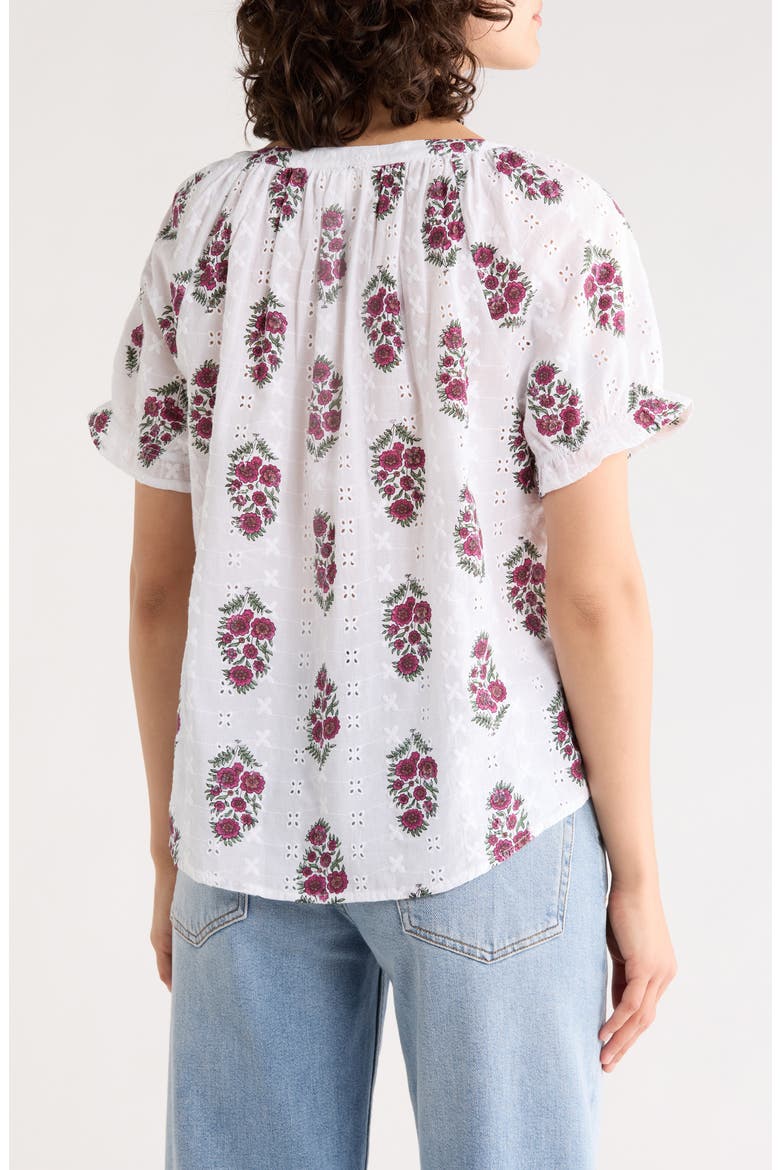 Floral Eyelet Split Neck Top, Alternate, color, BERRY MULTI