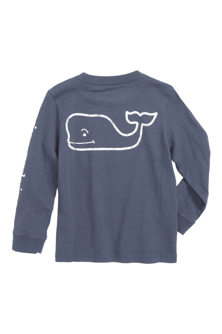 Kids' Whale Logo Pocket Long Sleeve Graphic T-Shirt, Alternate, color, BLUE BLAZER
