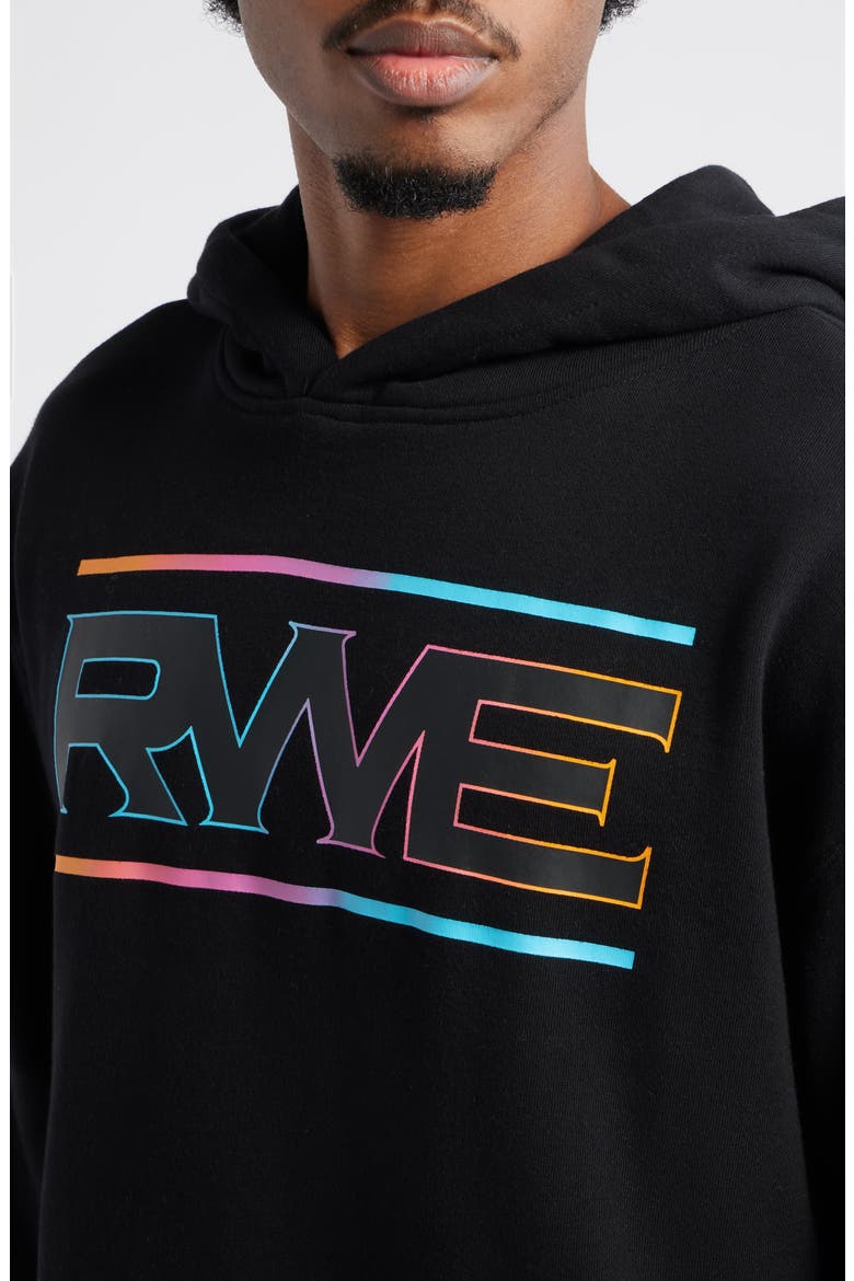 Elite RWE Oversize Raw Edge Tie Dye Logo Hoodie, Alternate, color, BLACK
