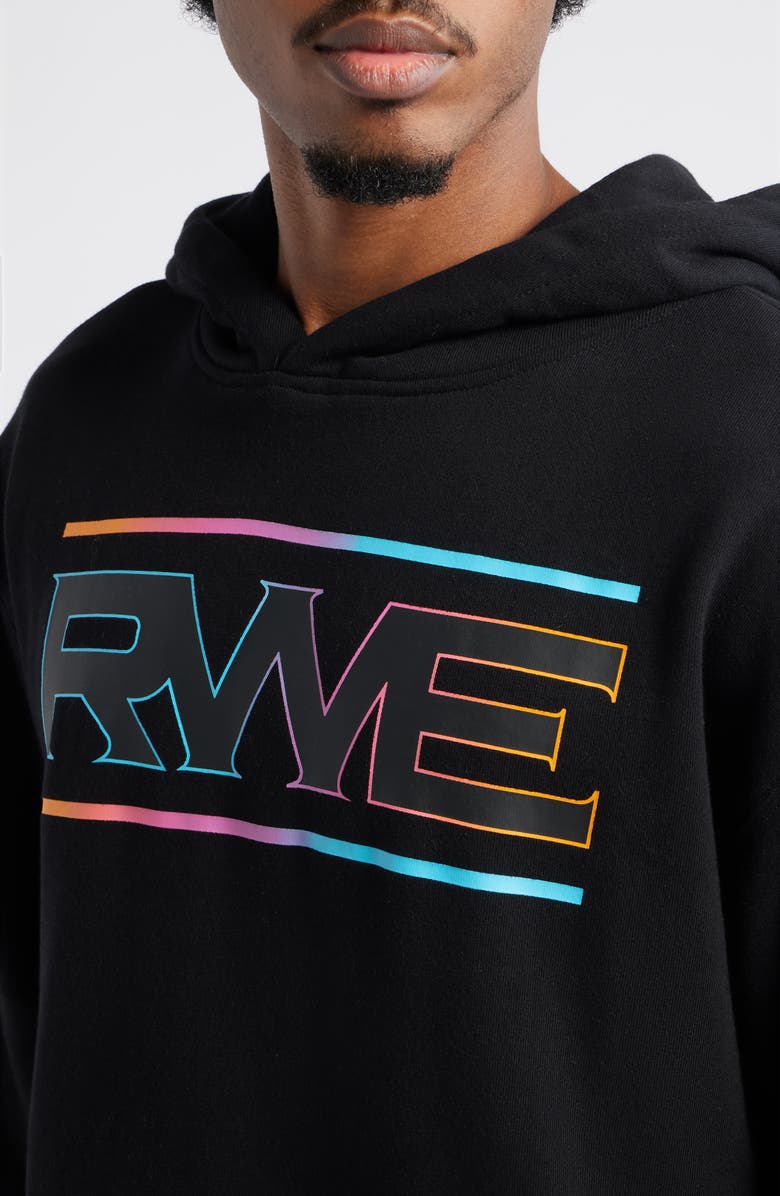 OVERTIME Elite RWE Oversize Raw Edge Tie Dye Logo Hoodie, Alternate, color, Black