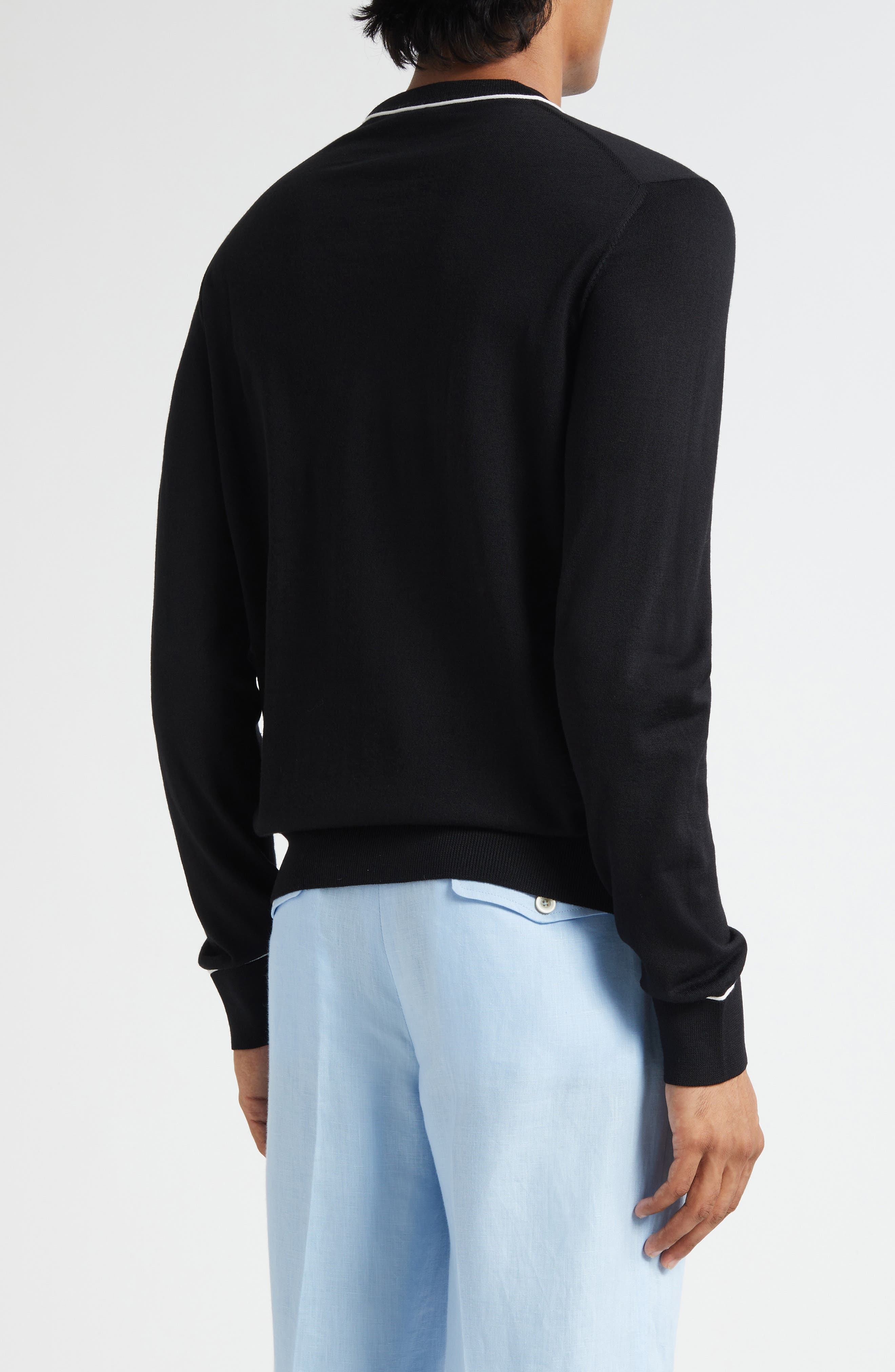 Tipped Virgin Wool Crewneck Sweater - image 2