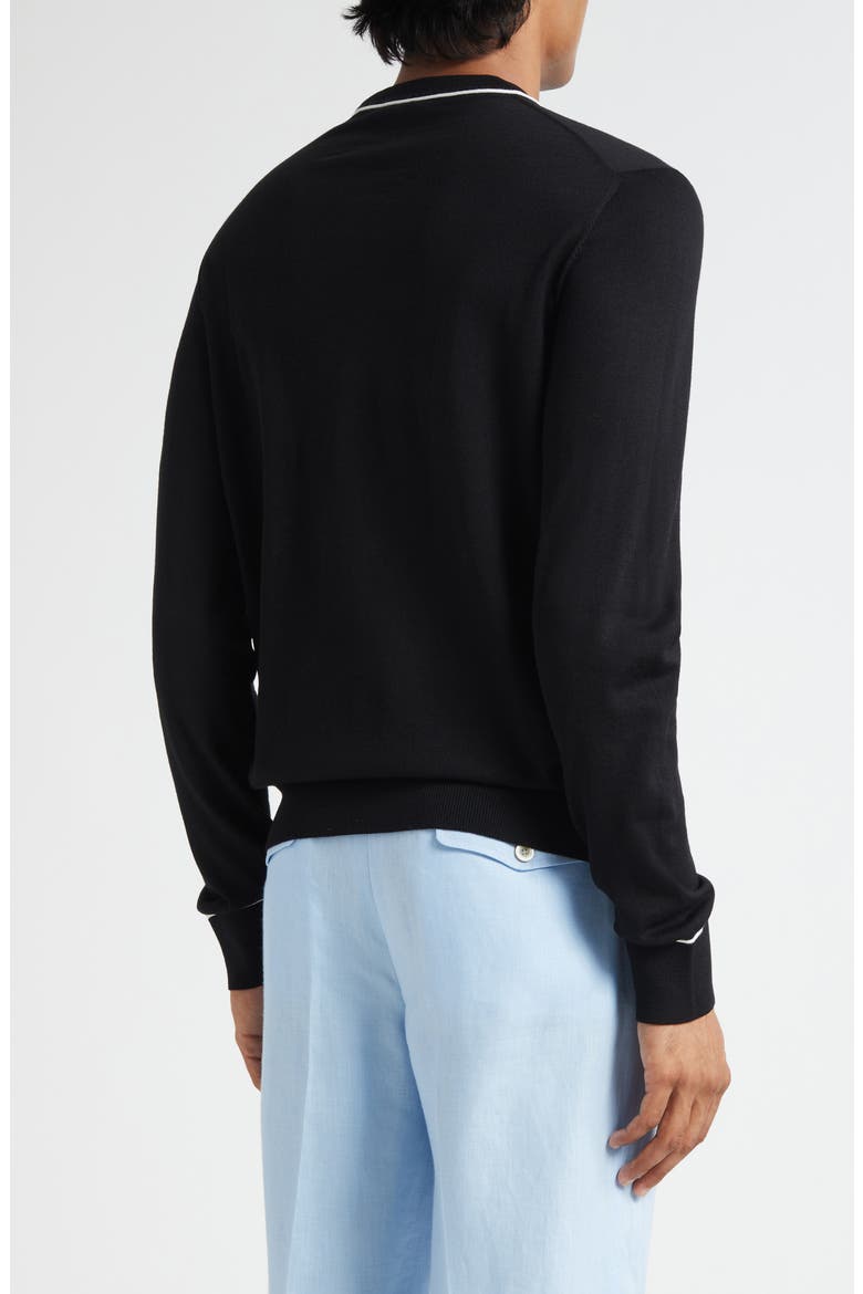 Tipped Virgin Wool Crewneck Sweater, Alternate, color, N0000 NERO