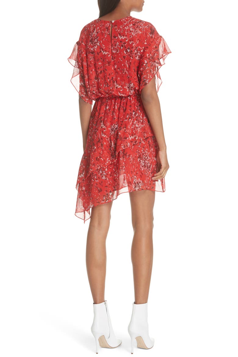 Print Ruffle Dress, Alternate, color, RED