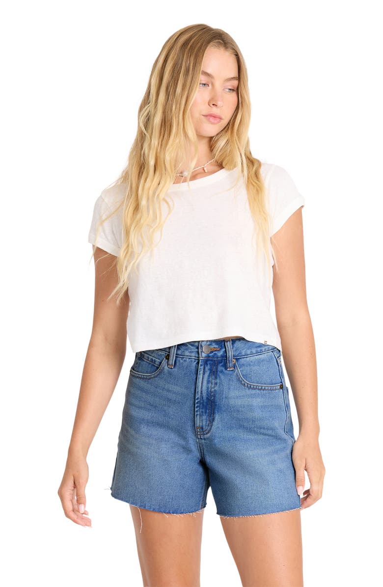 Billabong Riley Raw Hem High Waist Denim Shorts, Alternate, color, Pacific Wash