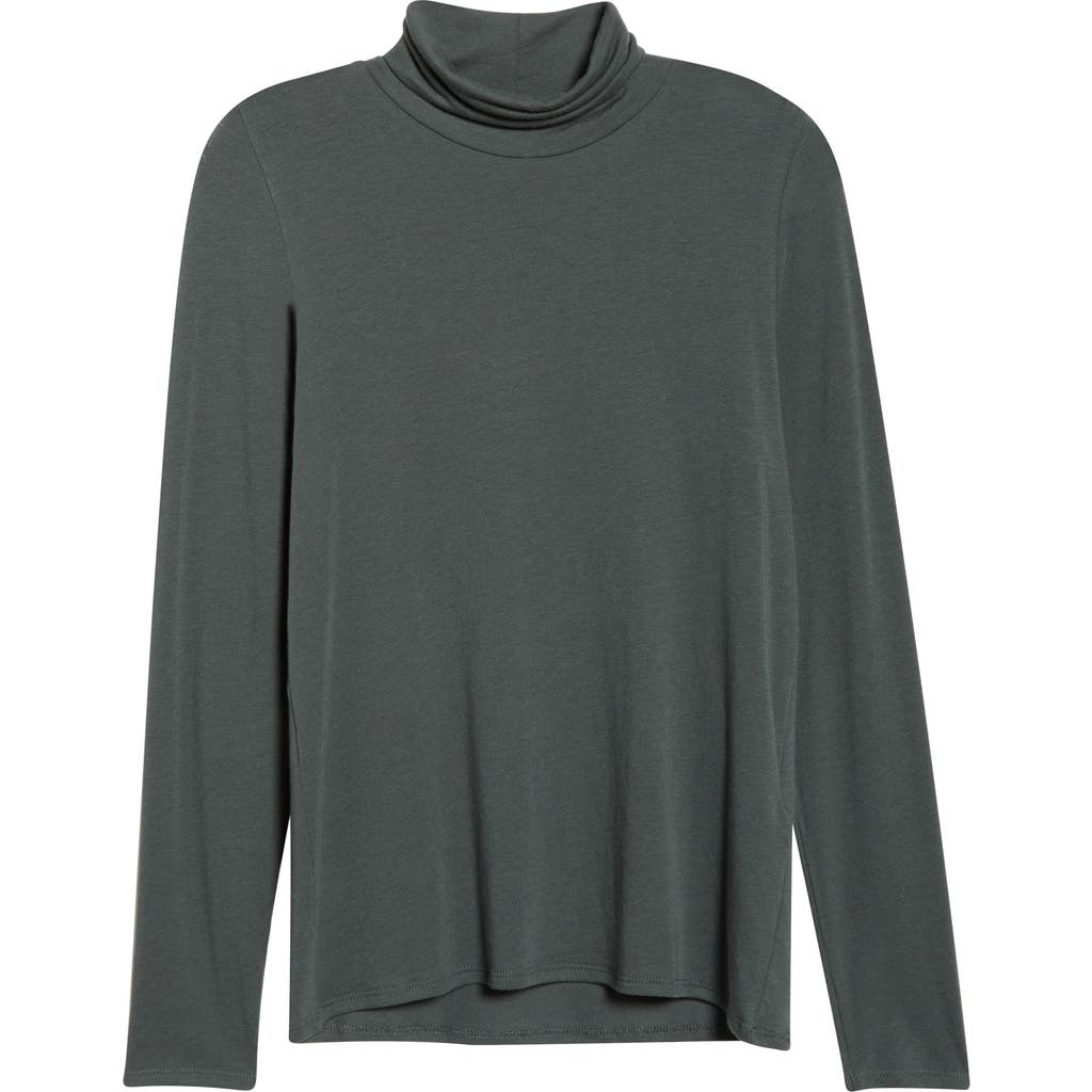 Eileen Fisher Turtleneck Stretch Organic Cotton Blend Top In Gray