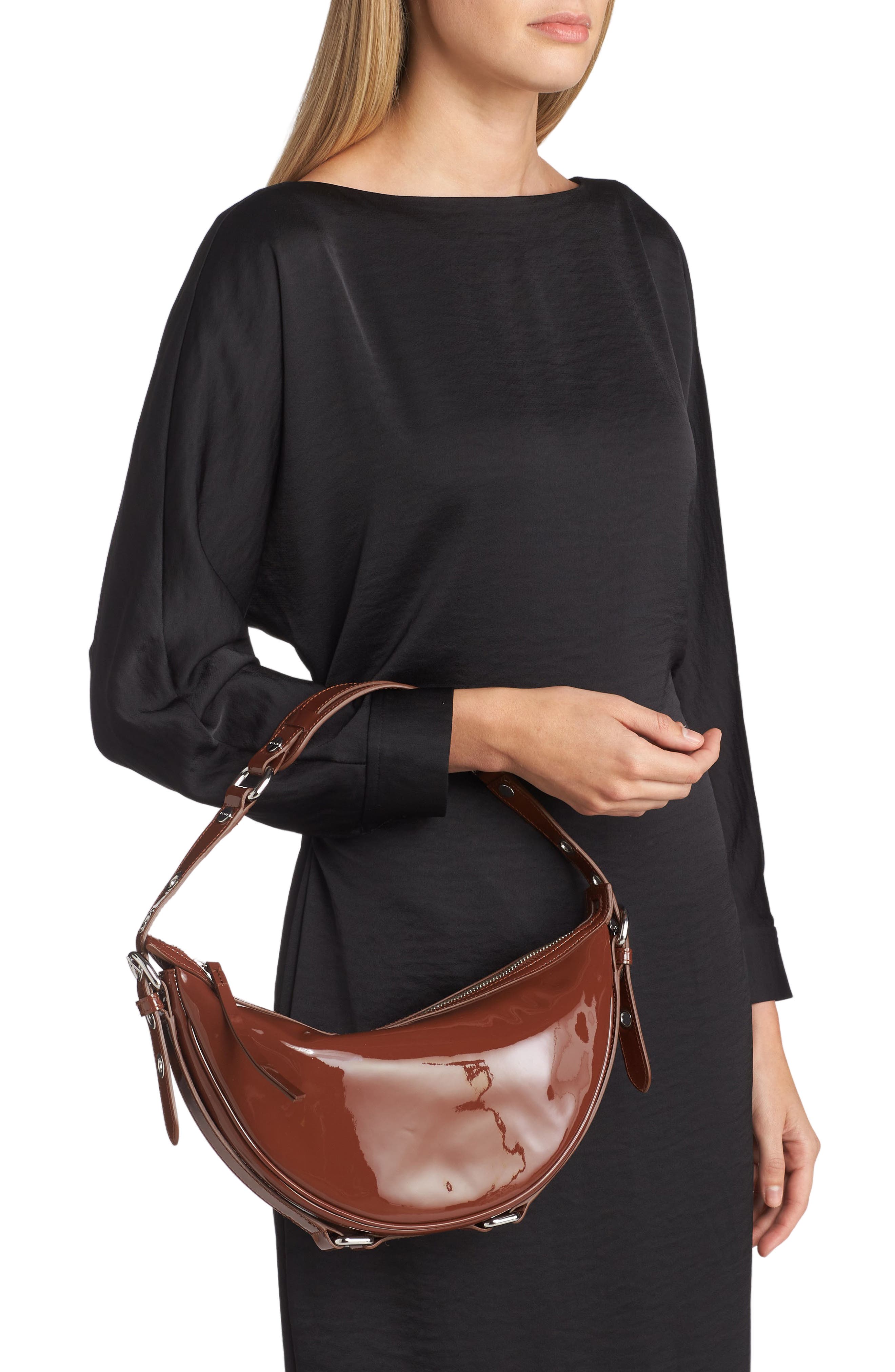 By Far Gib Patent Leather Shoulder Bag, Alternate, color, 