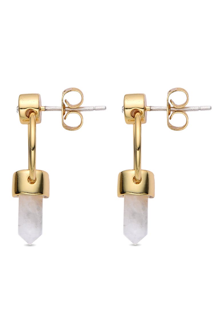 Clear Quartz Frontal Hoop Earrings, Alternate, color, GOLD