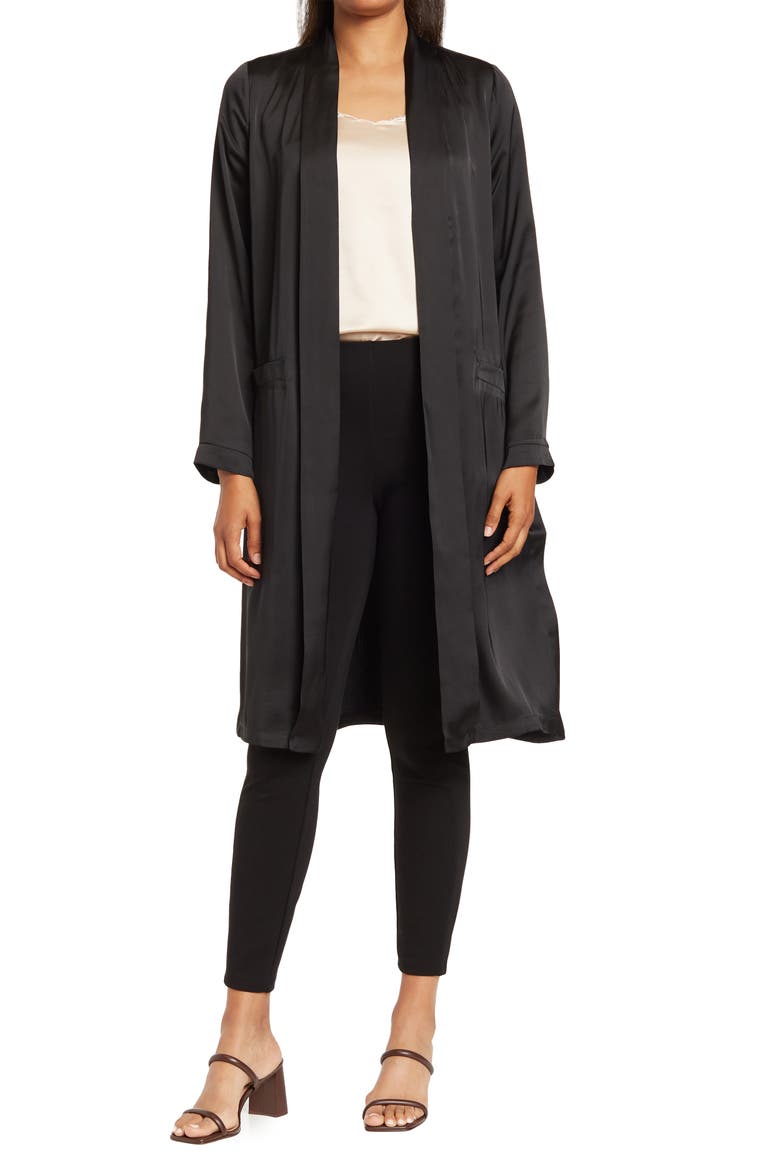 Long Satin Duster, Main, color, BLACK