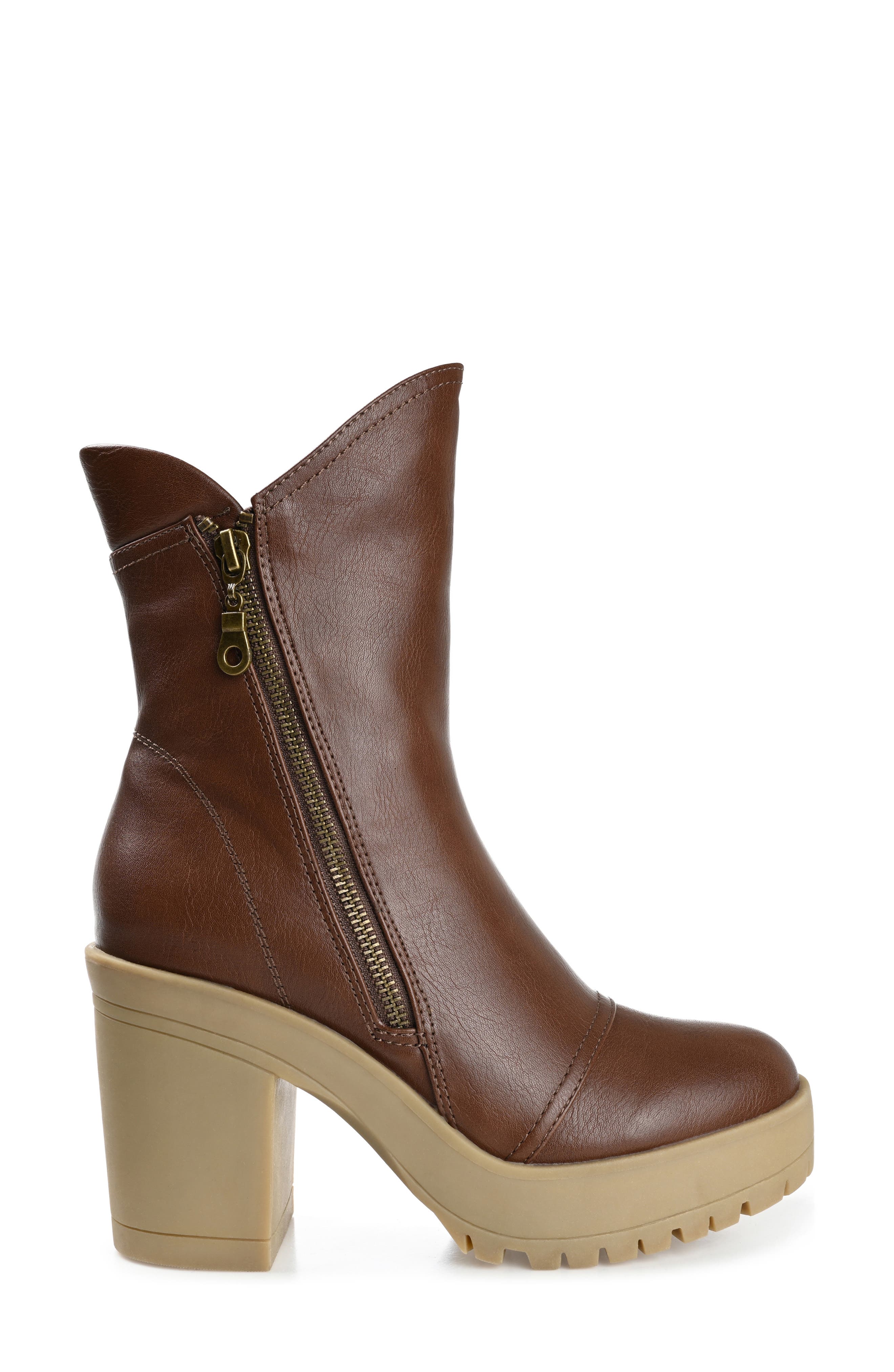 Journee Collection Jaquie Lug Sole Bootie, Alternate, color, Brown