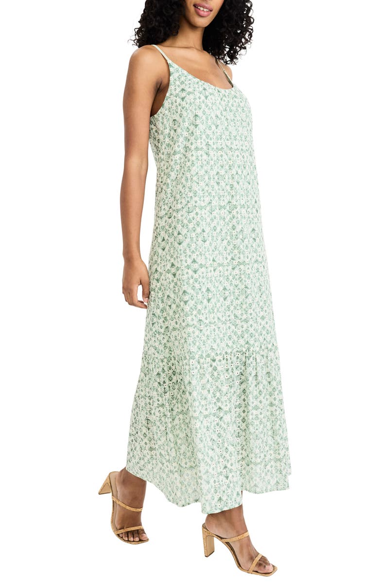 The Good Journey Embroidered Eyelet Maxi Sundress, Alternate, color, Sage/ Olive