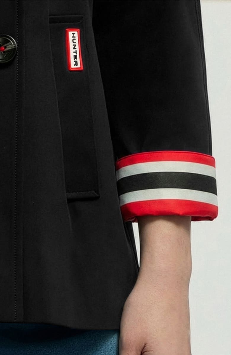 Hunter Tina Double Breasted Short Trench Coat, Alternate, color, Black